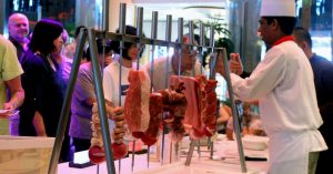 The Samba Grill Churrascaria meat sample table.