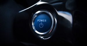 Start button on an electric car.