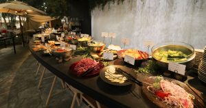 A beautifully laid farm-to-table buffet service.