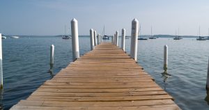 An empty pier on Lake Mendota near the Memorial Union.