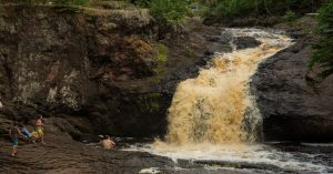 A dynamic waterfall at Amnicon Falls State Part in Wisconsin.