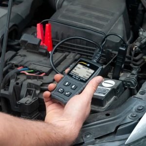 Hand-held vehicle battery tester.