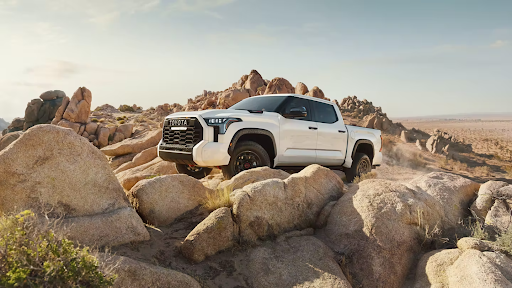 Toyota Tundra parked on rocks