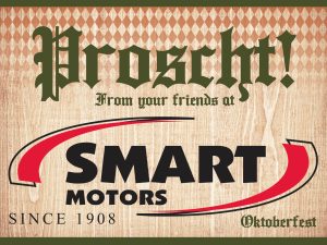 Smart Motors Banner with the text of Proscht! (Cheers)!