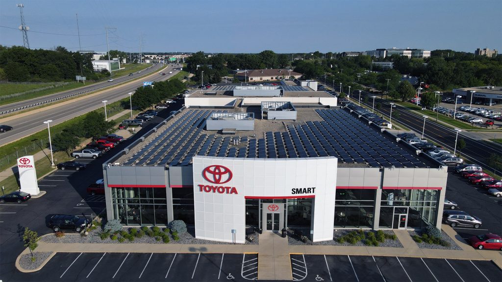 Exterior arial photo of Smart Toyota Dealership in Madison WI