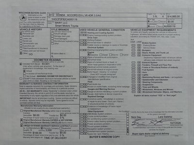 2012 Honda Accord Sdn EX-L