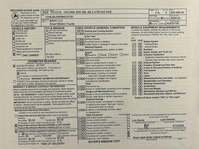 2024 Toyota Tacoma 4Wd SR5 Double Cab 6' Bed AT (Natl)