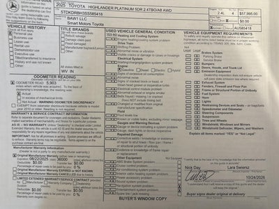 2025 Toyota Highlander Platinum