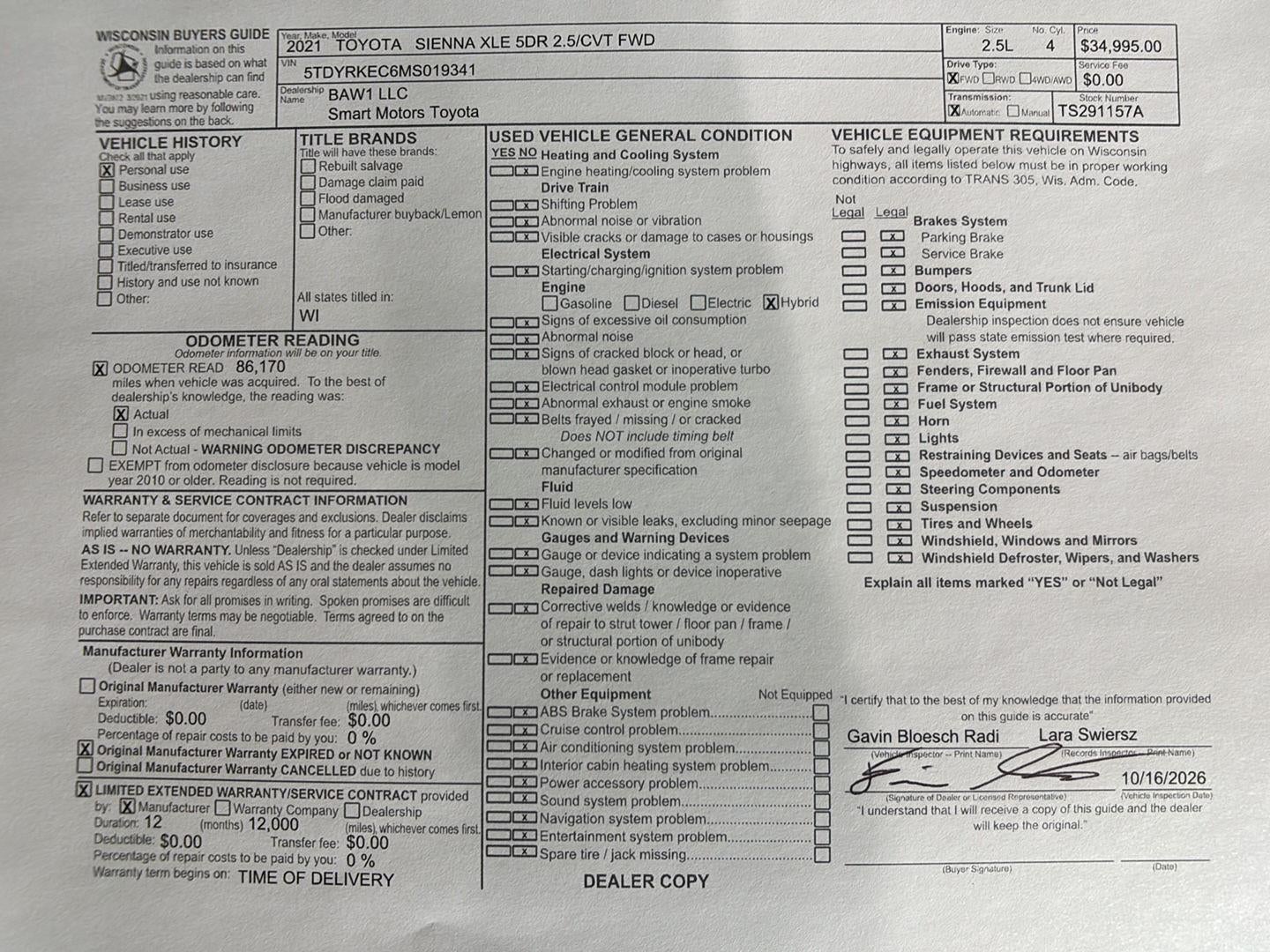 2021 Toyota Sienna XLE