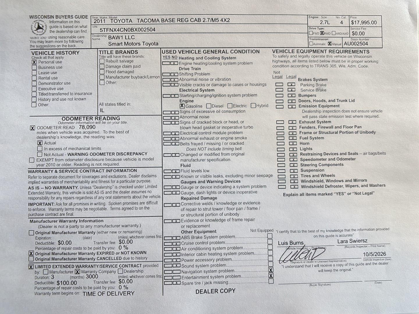 2011 Toyota Tacoma Base