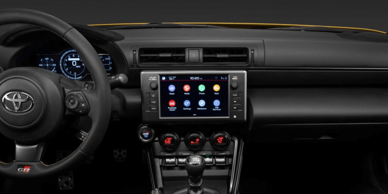 Yuzu Yellow 2026 Toyota GR86 touchscreen