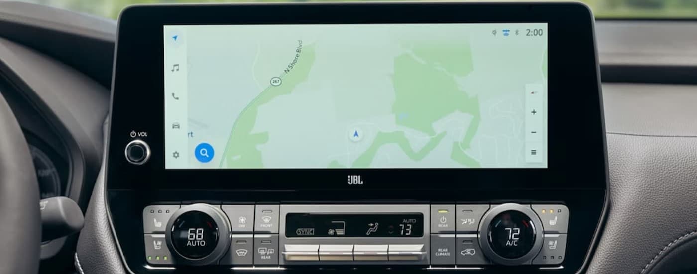 Infotainment screen in a 2025 Toyota Highlander.