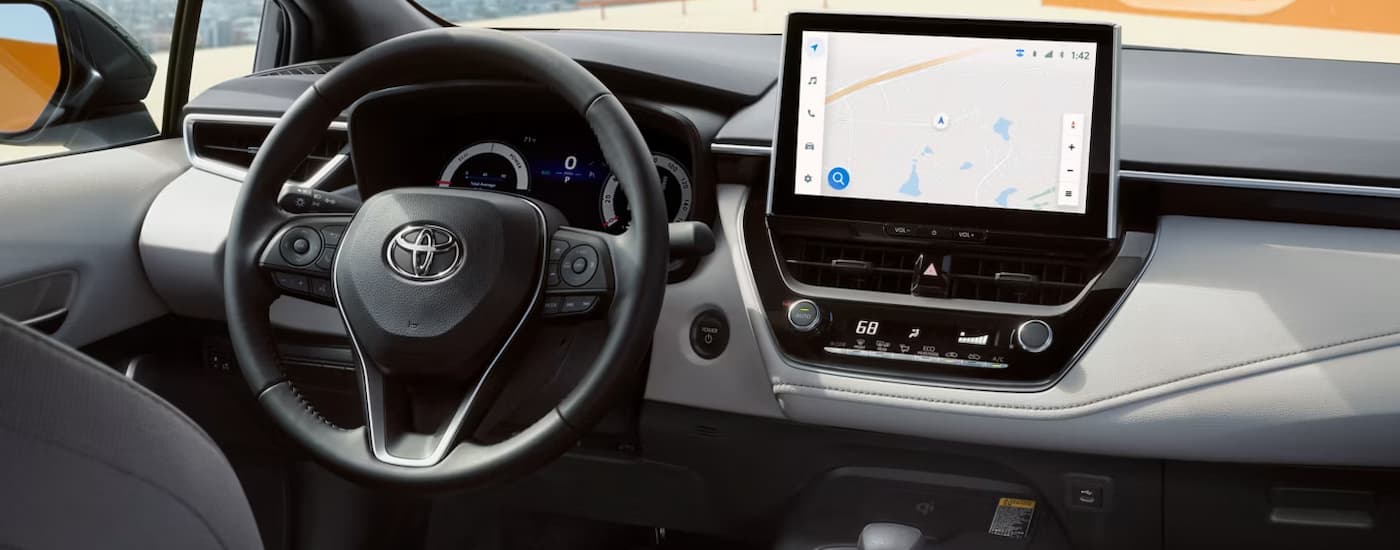 Infotainment display and dashboard inside a 2026 Toyota Corolla